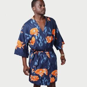 California Cowboy El Garibaldi Robe Farallon Navy Blue Beach Loungewear mens S M